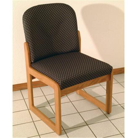 WOODEN MALLET Prairie Armless Guest Chair in Medium Oak - Arch Slate DW8-1MOAS